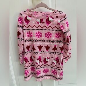 North Pole 2T Pink Unicorn Snowflake Christmas Long Sleeve T-Shirt Dress